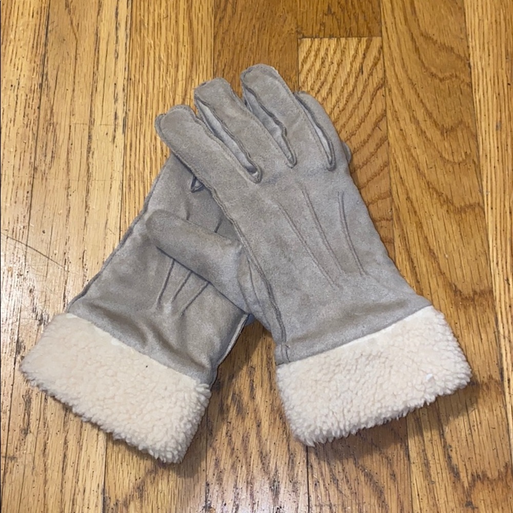 Suede and shearling lined winter gloves